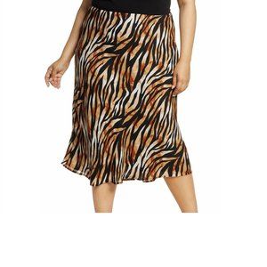 Gibson Women X Hot Summer Nights Roselyn Print Skirt - Plus 1X - Abstract Zebra